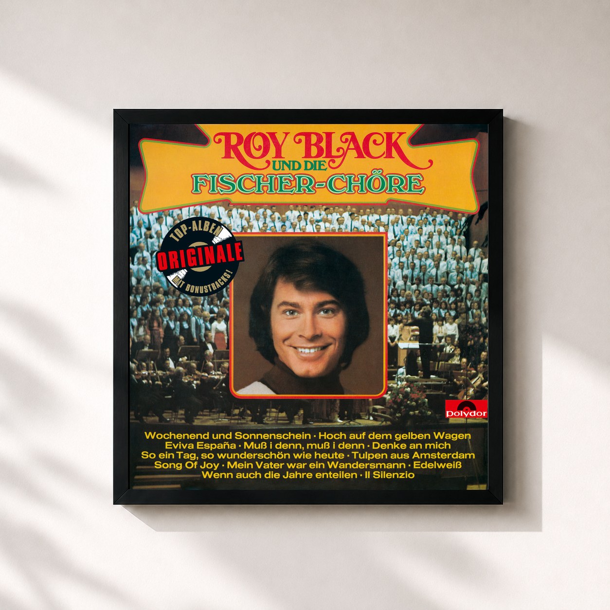 #noir Tableau carré de l'album Roy Black und die Fischer-Chöre (Originale) de Roy Black, cadre noir 32x32 cm