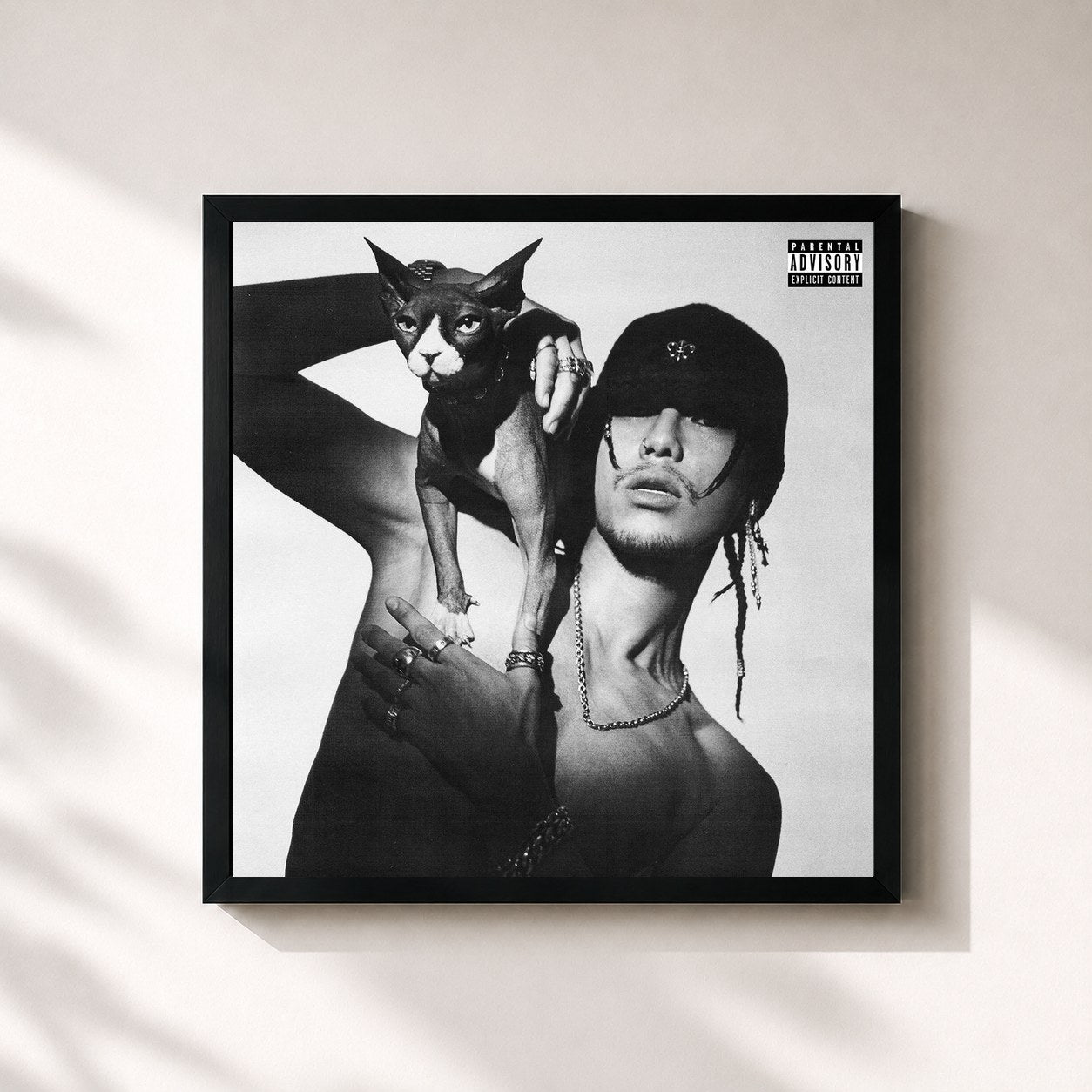 #noir Tableau carré de l'album HEADLINER de Sik-K, cadre noir 32x32 cm