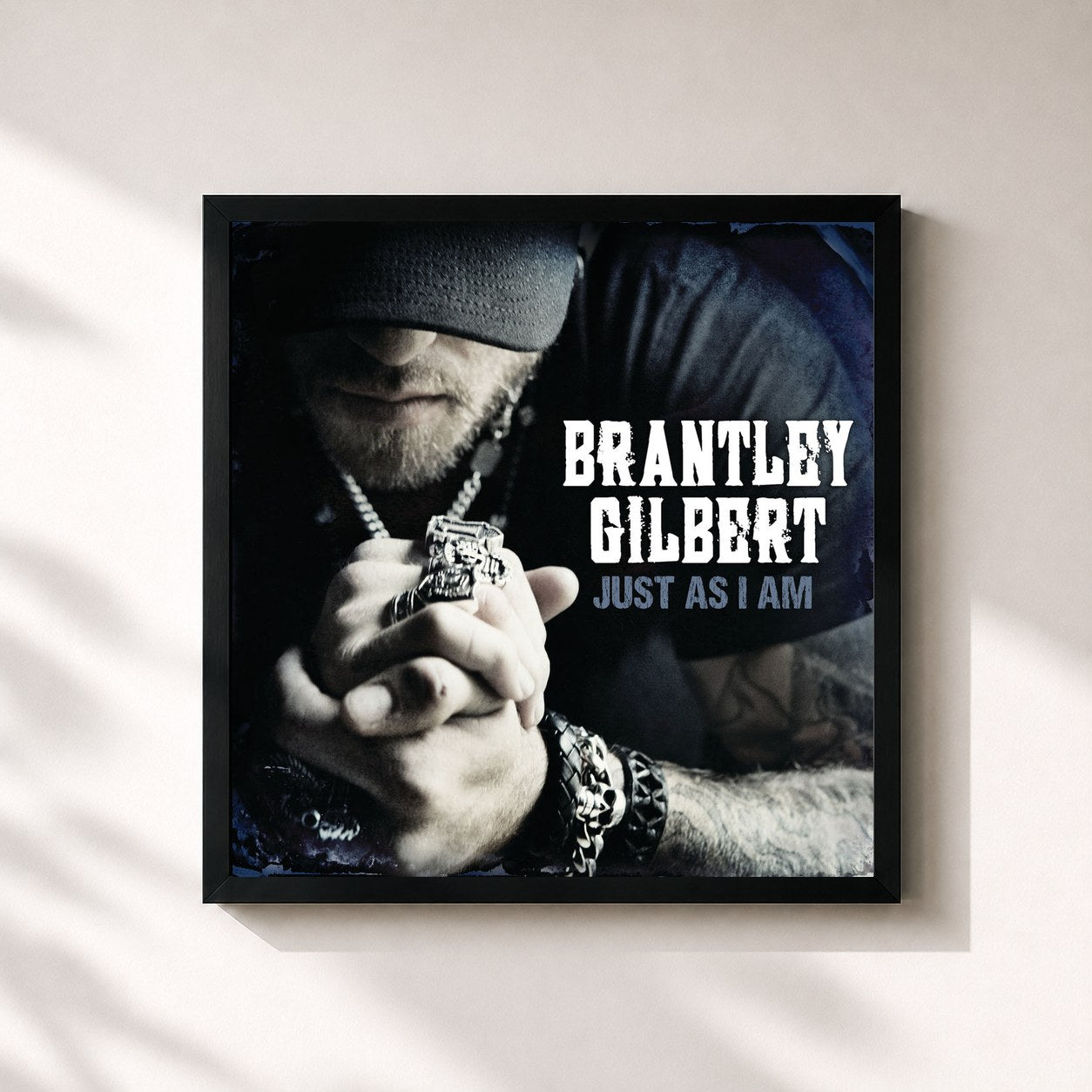#noir Tableau carré de l'album Just As I Am de Brantley Gilbert, cadre noir 32x32 cm