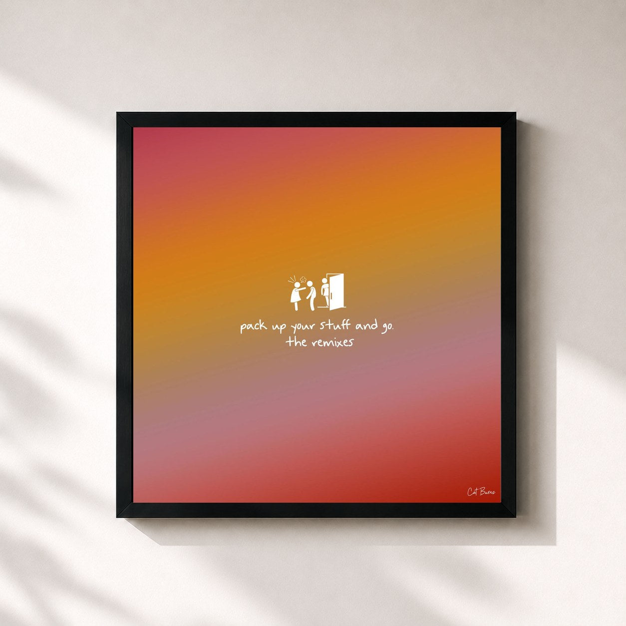 #noir Tableau carré de l'album Go (Remixes) de Cat Burns, cadre noir 32x32 cm