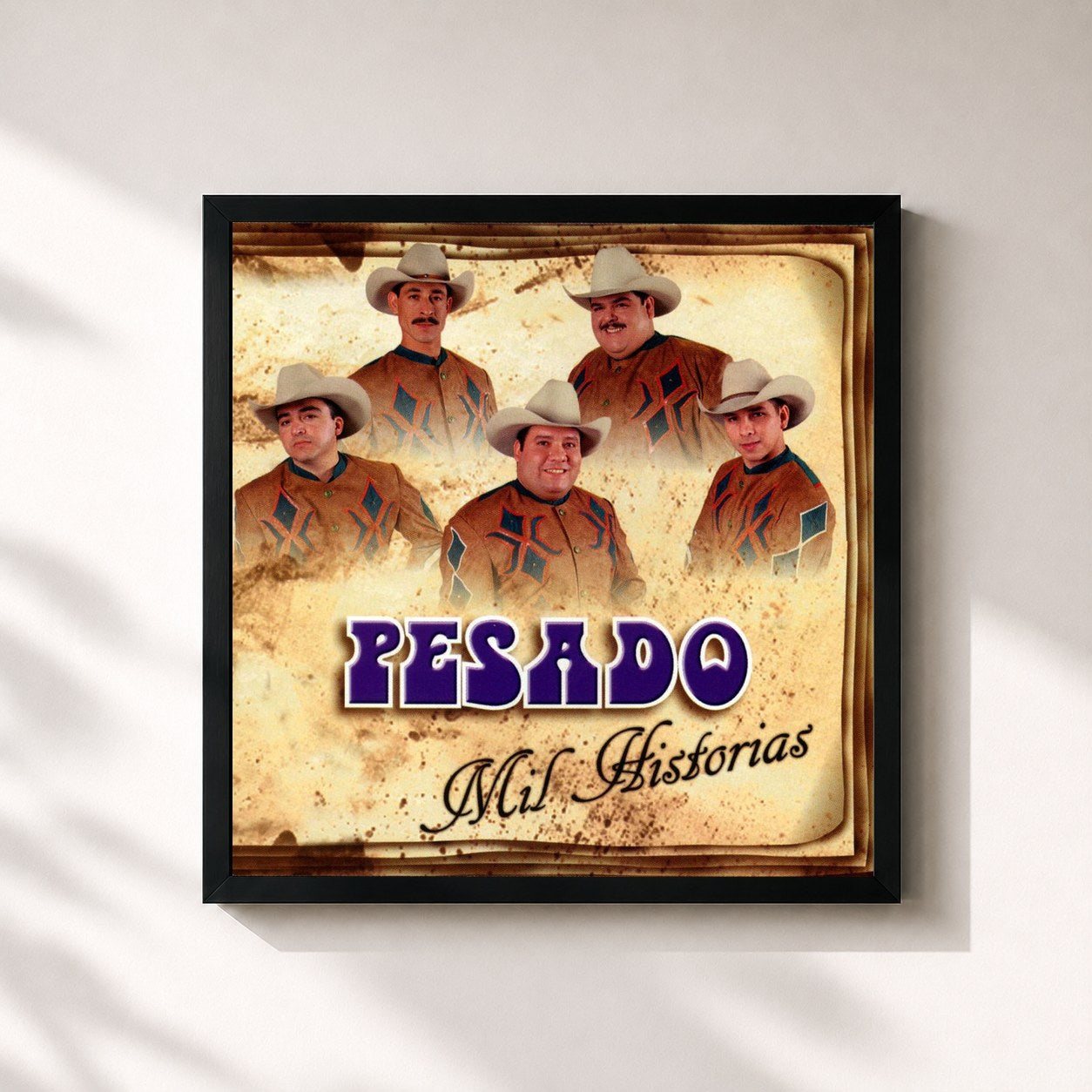 #noir Tableau carré de l'album Mil Historias de Pesado, cadre noir 32x32 cm