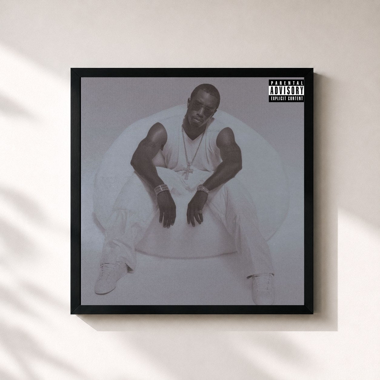 #noir Tableau carré de l'album Forever de Diddy, cadre noir 32x32 cm