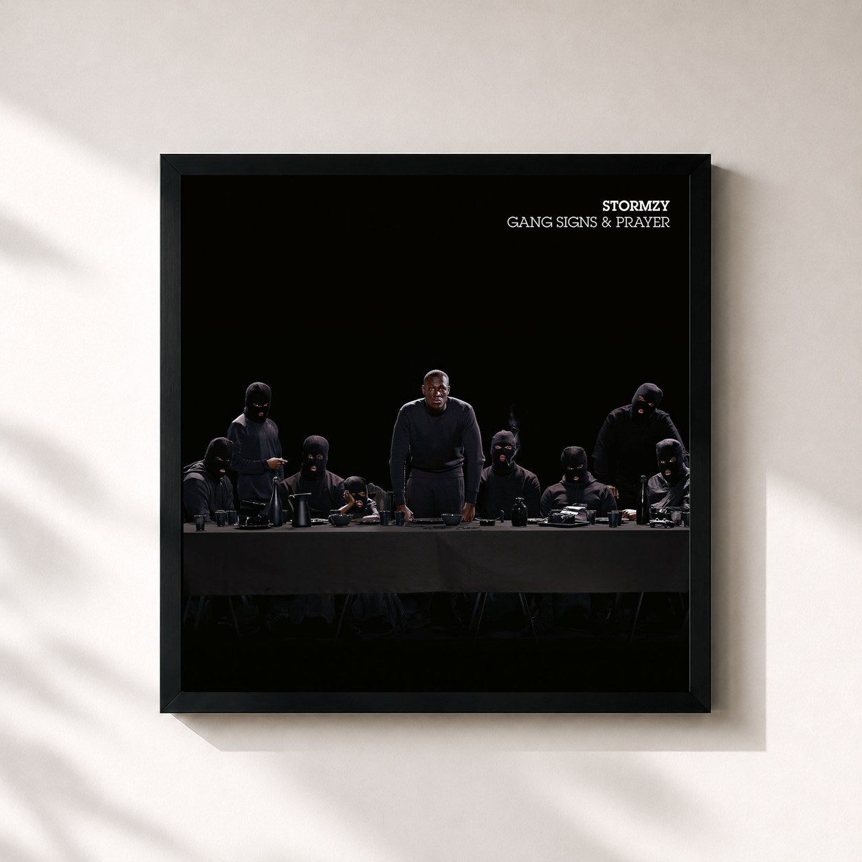 #noir Tableau carré de l'album Gang Signs & Prayer de Stormzy, cadre noir 32x32 cm