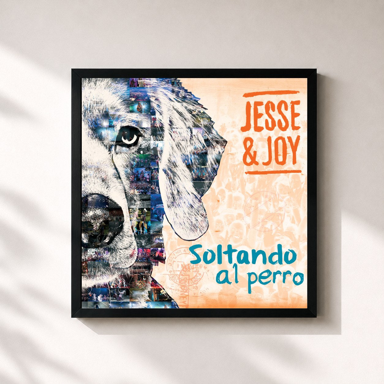 #noir Tableau carré de l'album Soltando Al Perro de Jesse & Joy, cadre noir 32x32 cm
