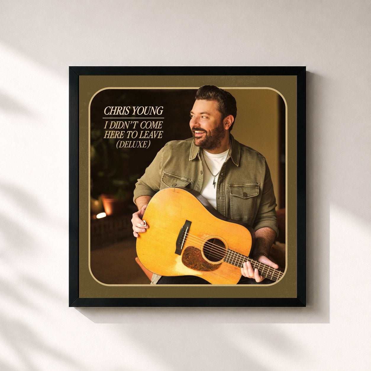 #noir Tableau carré de l'album I Didn't Come Here To Leave (Deluxe) de Chris Young, cadre noir 32x32 cm