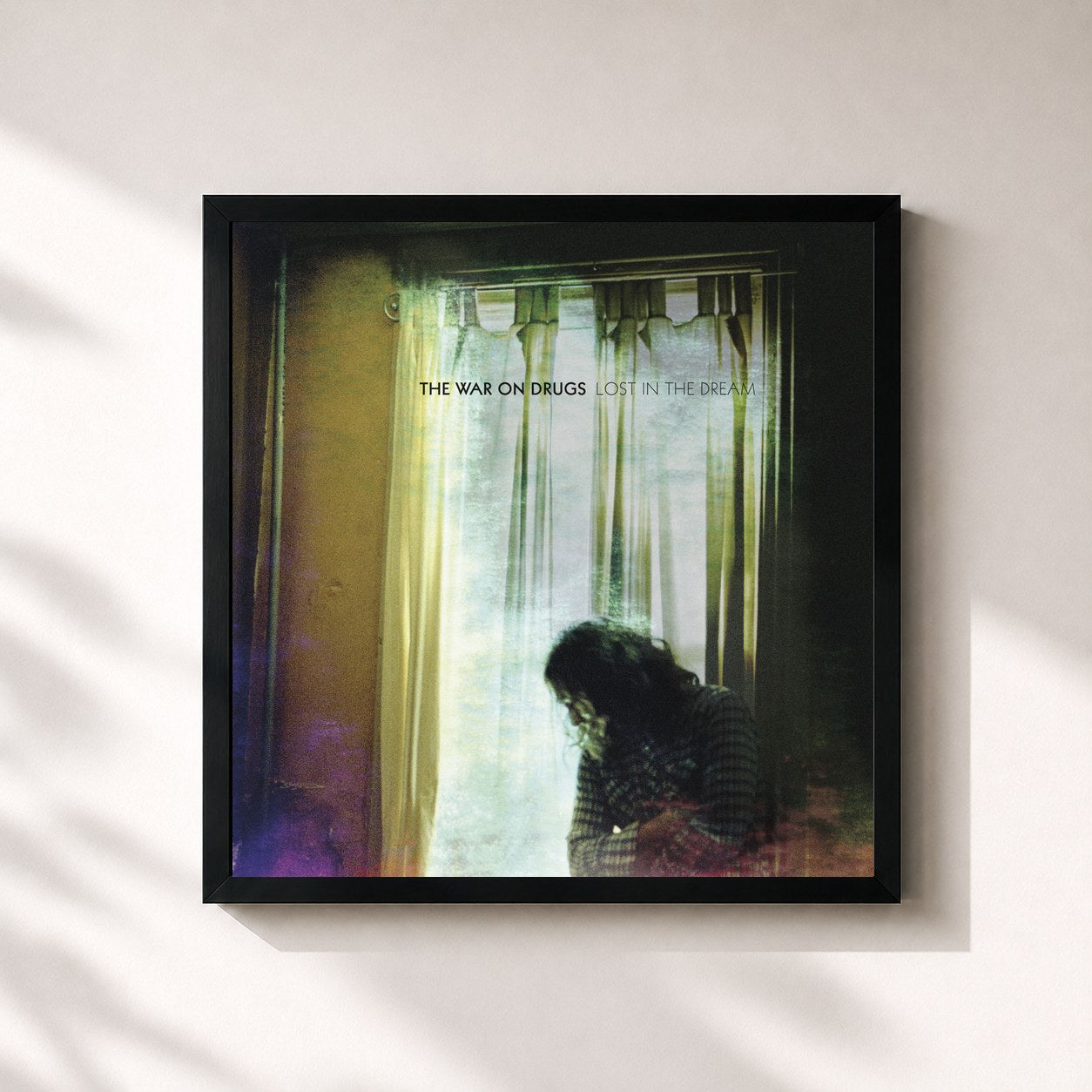 #noir Tableau carré de l'album Lost In The Dream de The War On Drugs, cadre noir 32x32 cm