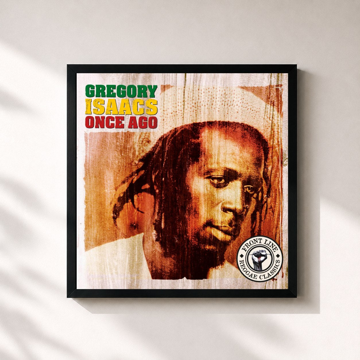 #noir Tableau carré de l'album Once Ago de Gregory Isaacs, cadre noir 32x32 cm