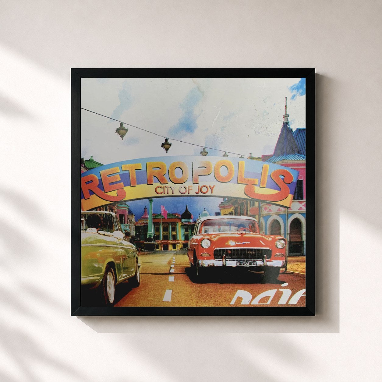 #noir Tableau carré de l'album Retropolis - City Of Joy de Naif, cadre noir 32x32 cm