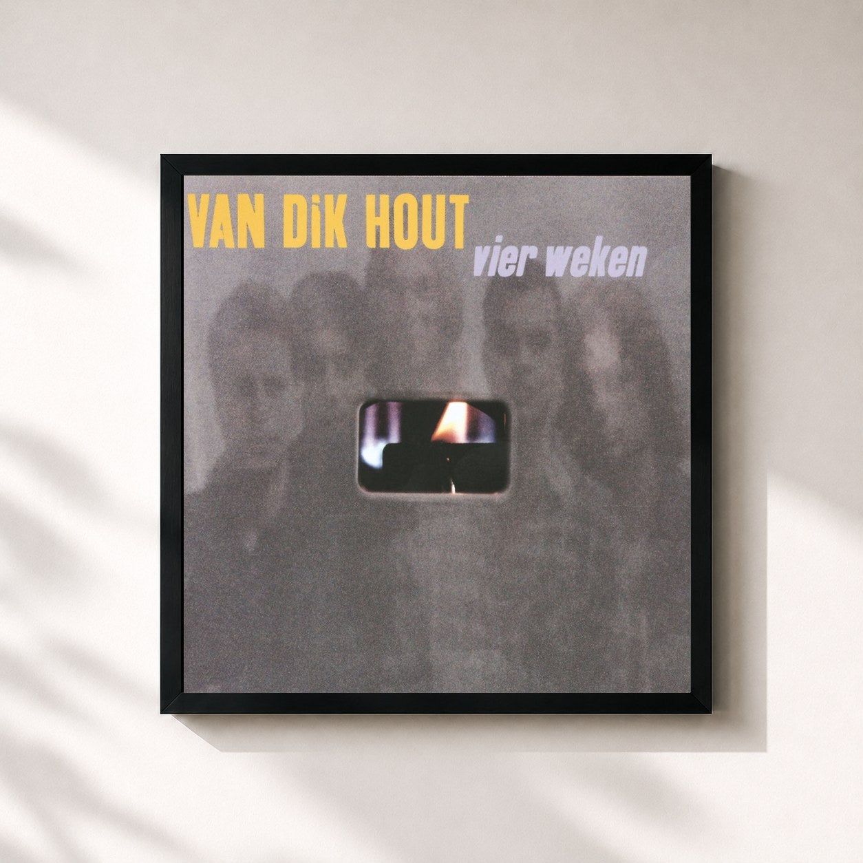 #noir Tableau carré de l'album Vier Weken de Van Dik Hout, cadre noir 32x32 cm
