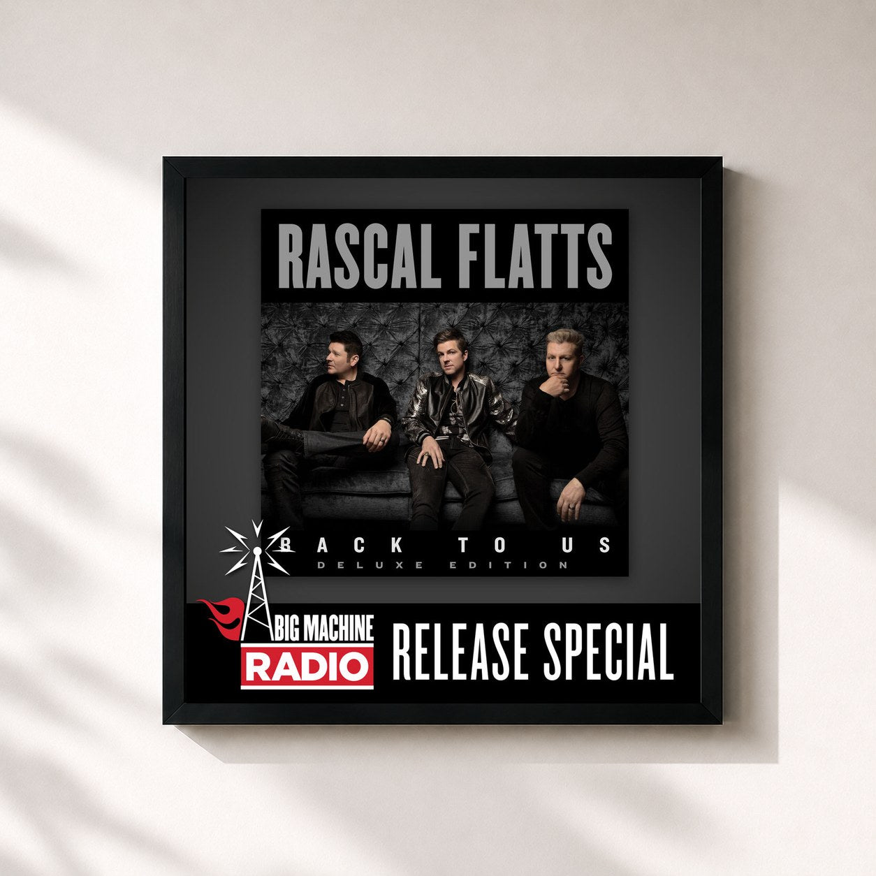 #noir Tableau carré de l'album Back To Us (Deluxe Version / Big Machine Radio Release Special) de Rascal Flatts, cadre noir 32x32 cm
