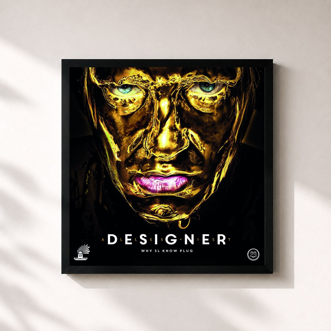 #noir Tableau carré de l'album Alles Ist Designer de Money Boy, cadre noir 32x32 cm