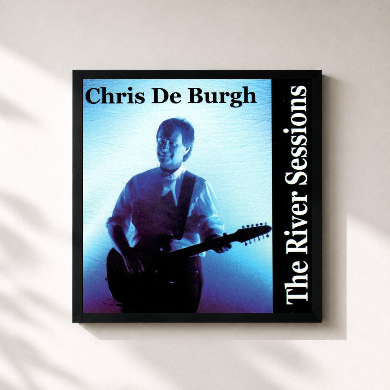 #noir Tableau carré de l'album The River Sessions de Chris de Burgh, cadre noir 32x32 cm