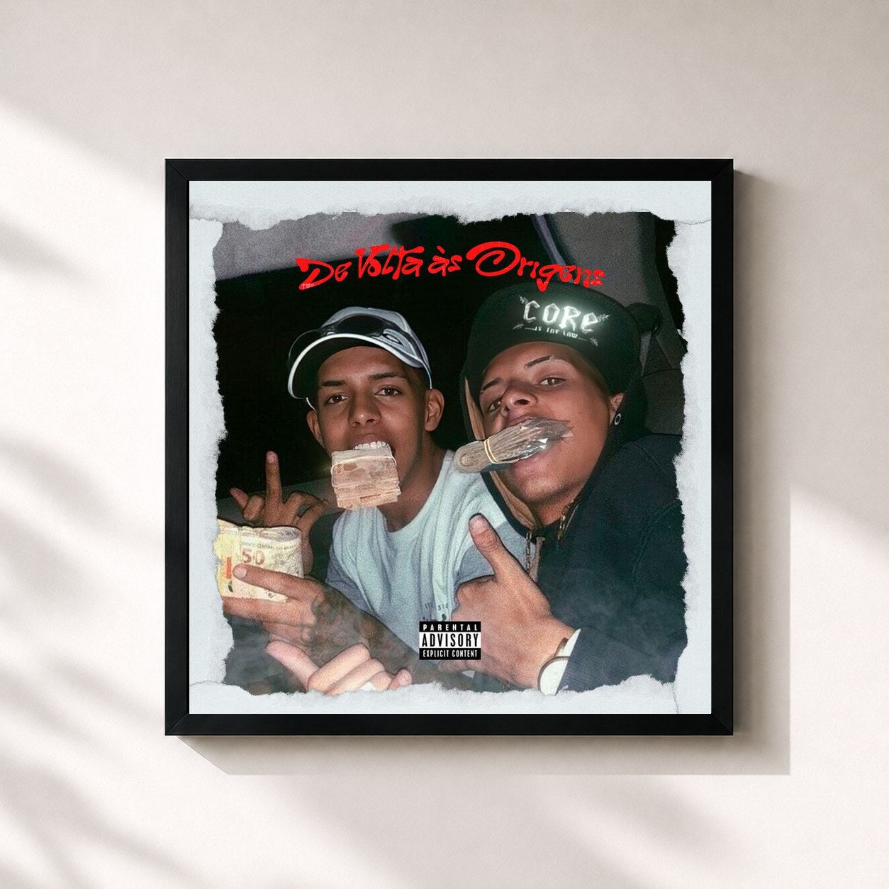 #noir Tableau carré de l'album De Volta as Origens de MC Rick, cadre noir 32x32 cm