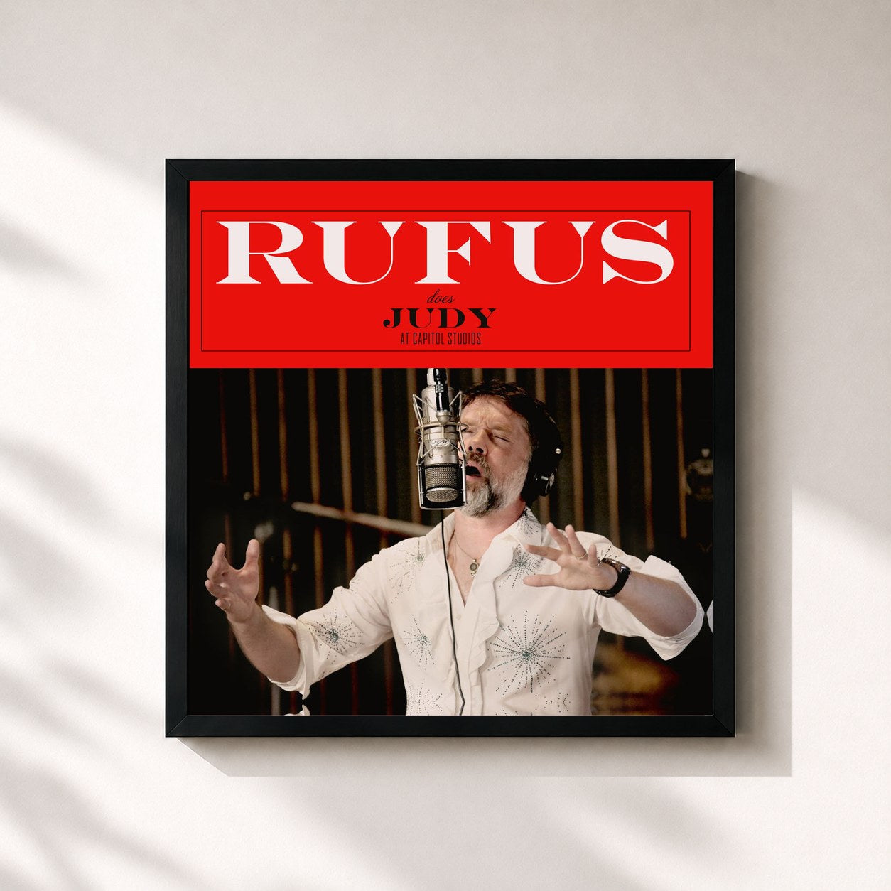 #noir Tableau carré de l'album Rufus Does Judy At Capitol Studios de Rufus Wainwright, cadre noir 32x32 cm