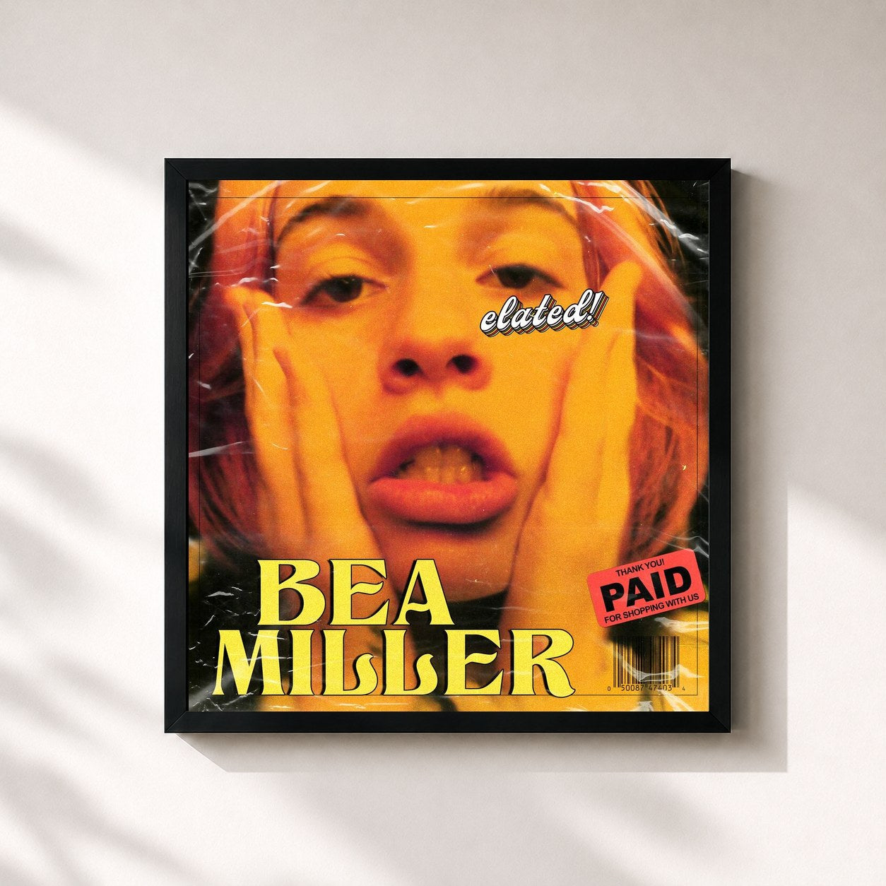 #noir Tableau carré de l'album elated! de Bea Miller, cadre noir 32x32 cm