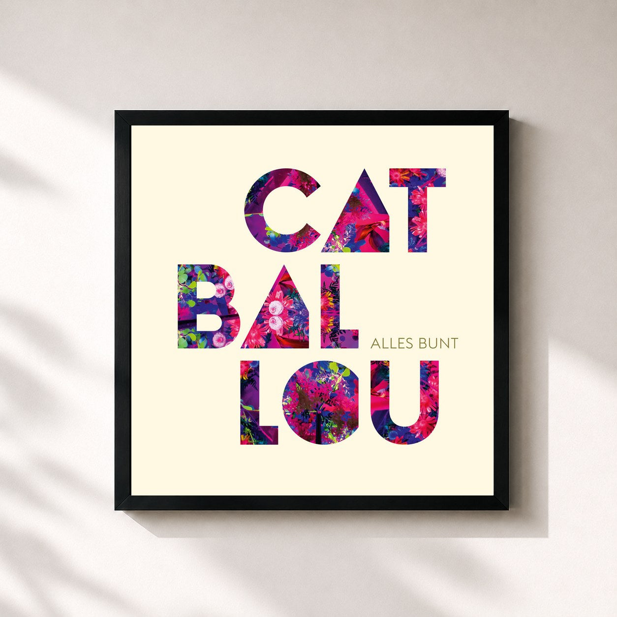 #noir Tableau carré de l'album Alles bunt de Cat Ballou, cadre noir 32x32 cm