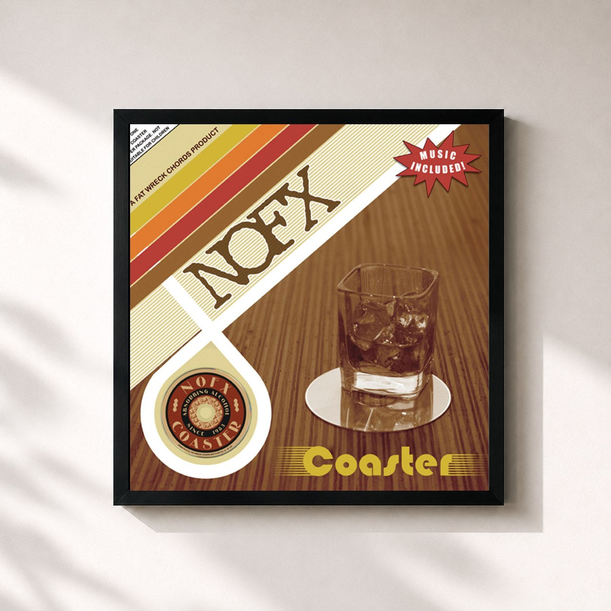 #noir Tableau carré de l'album Coaster de NOFX, cadre noir 32x32 cm