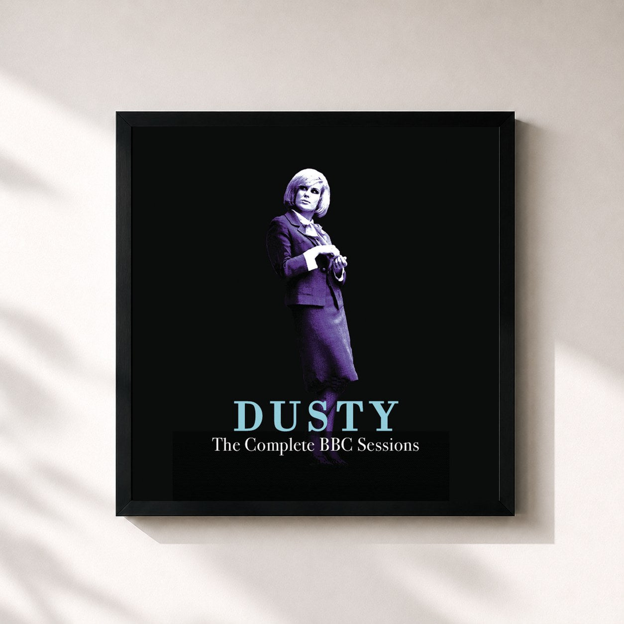 #noir Tableau carré de l'album The Complete BBC Sessions de Dusty Springfield, cadre noir 32x32 cm