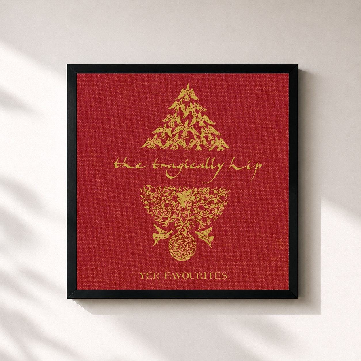 #noir Tableau carré de l'album Yer Favourites de The Tragically Hip, cadre noir 32x32 cm