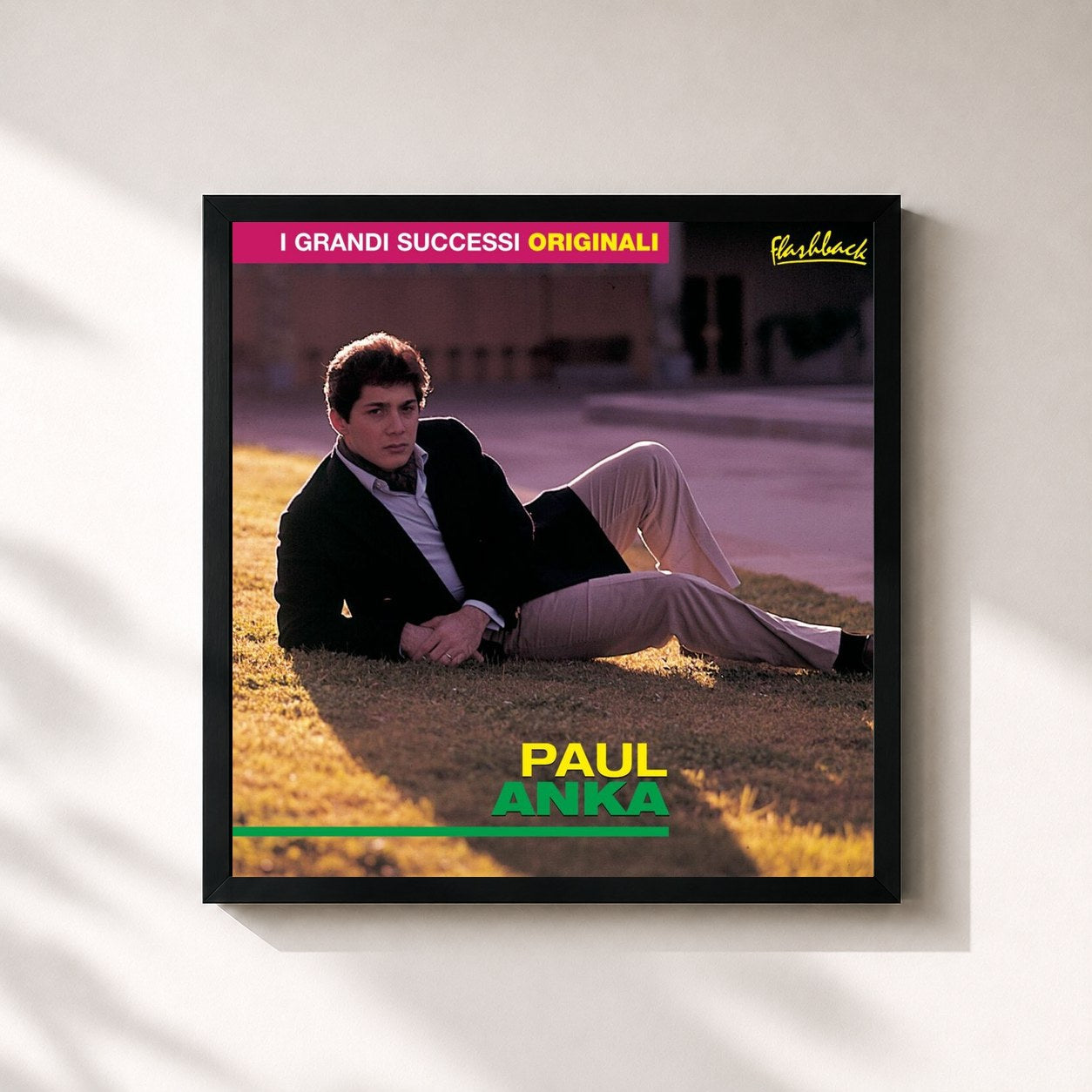 #noir Tableau carré de l'album Paul Anka de Paul Anka, cadre noir 32x32 cm