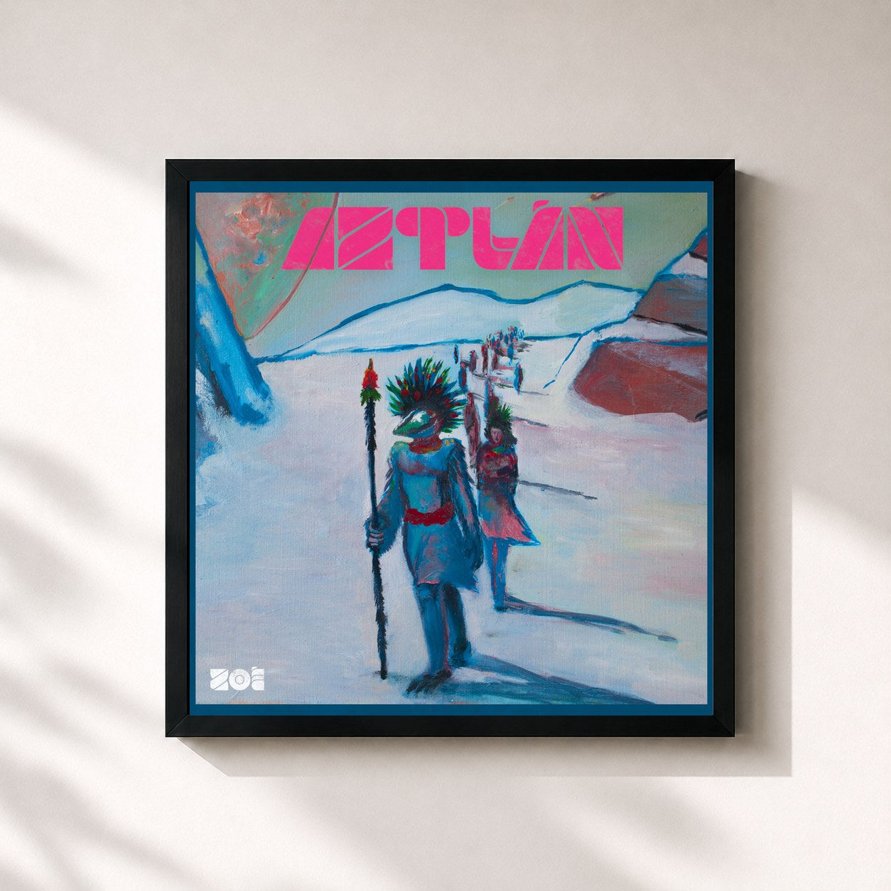 #noir Tableau carré de l'album Aztlán de Zoé, cadre noir 32x32 cm