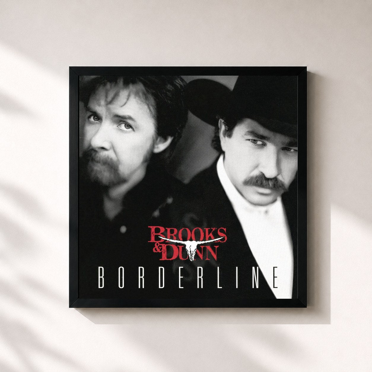 #noir Tableau carré de l'album Borderline de Brooks & Dunn, cadre noir 32x32 cm