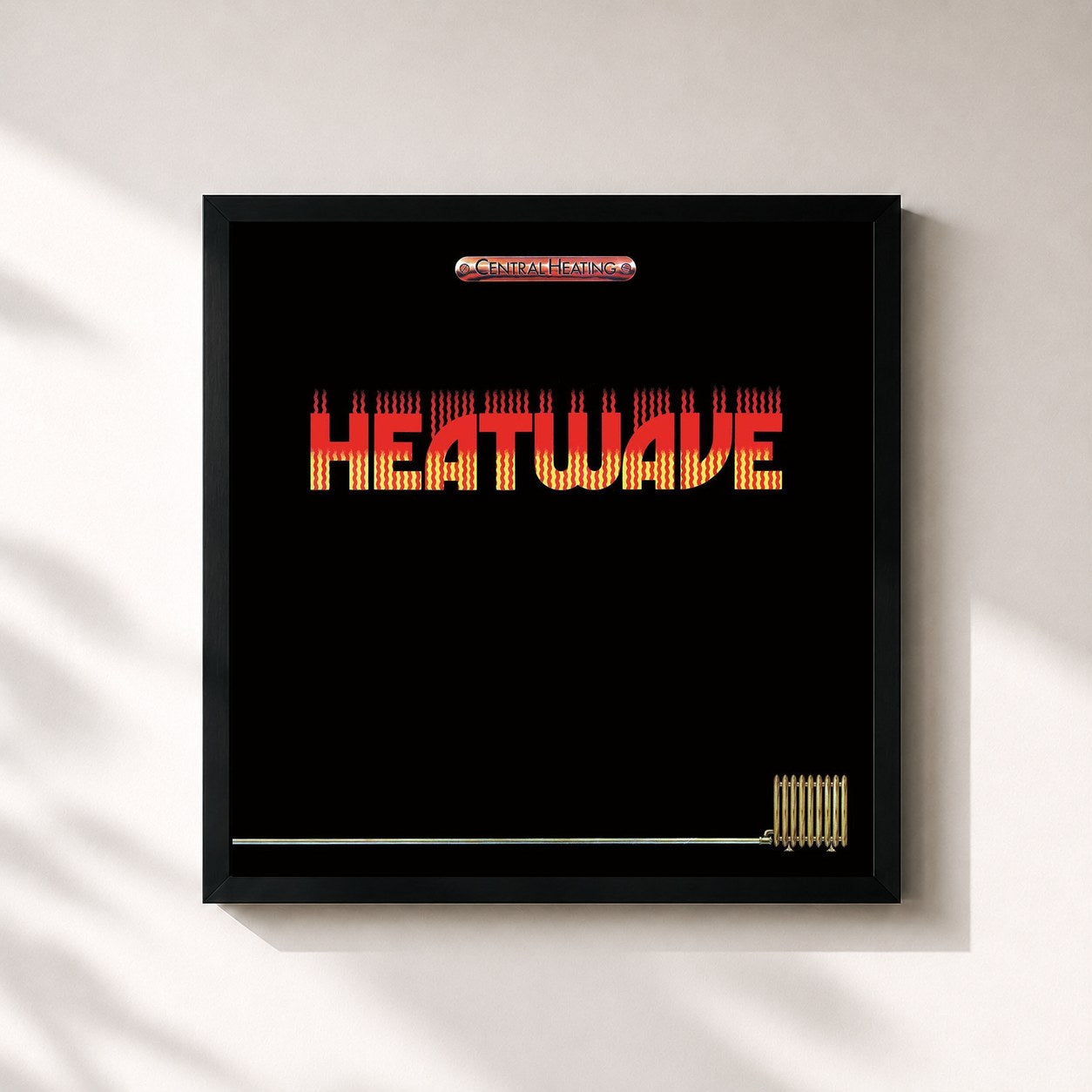 #noir Tableau carré de l'album Central Heating (Expanded Edition) de Heatwave, cadre noir 32x32 cm