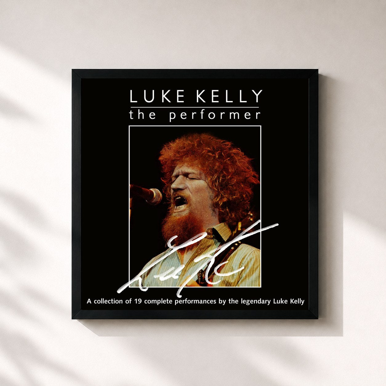 #noir Tableau carré de l'album The Performer de Luke Kelly, cadre noir 32x32 cm