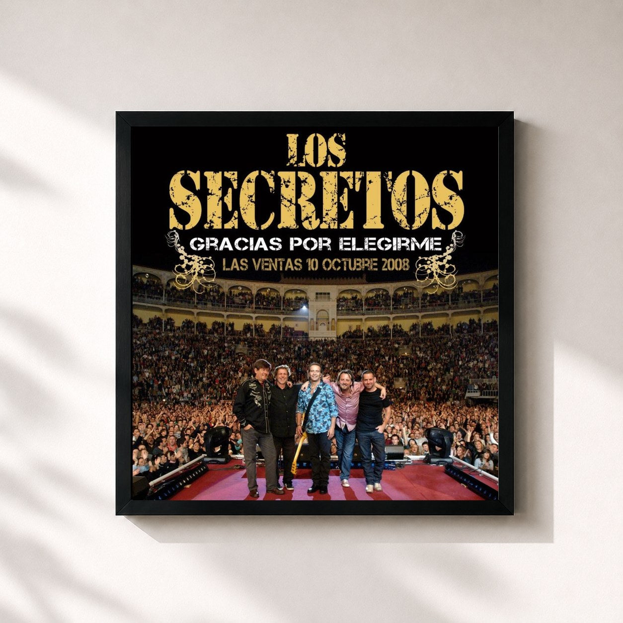 #noir Tableau carré de l'album Gracias por elegirme de Los Secretos, cadre noir 32x32 cm