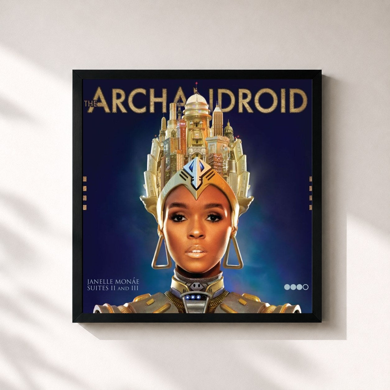 #noir Tableau carré de l'album The ArchAndroid de Janelle Monáe, cadre noir 32x32 cm