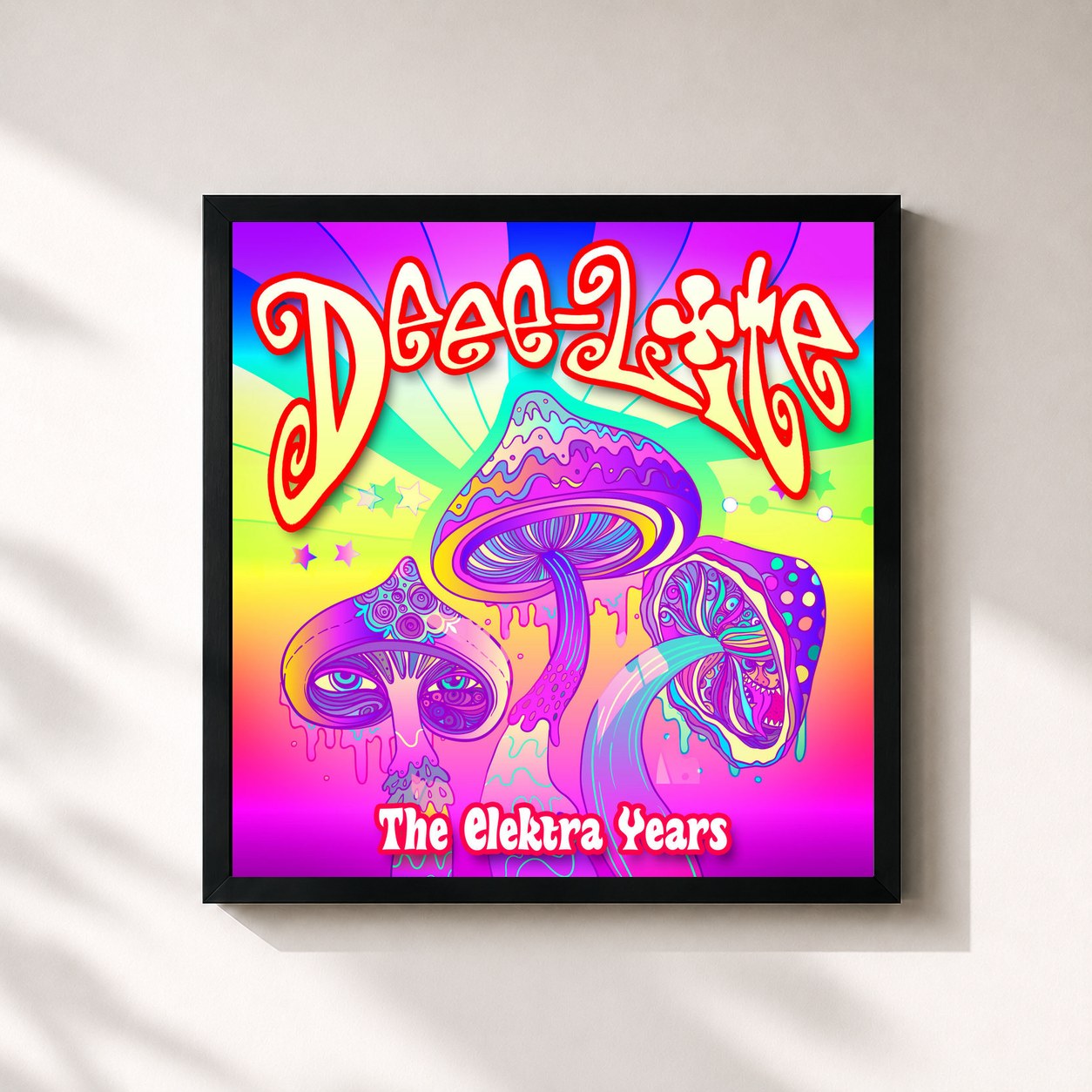#noir Tableau carré de l'album The Elektra Years de Deee-Lite, cadre noir 32x32 cm