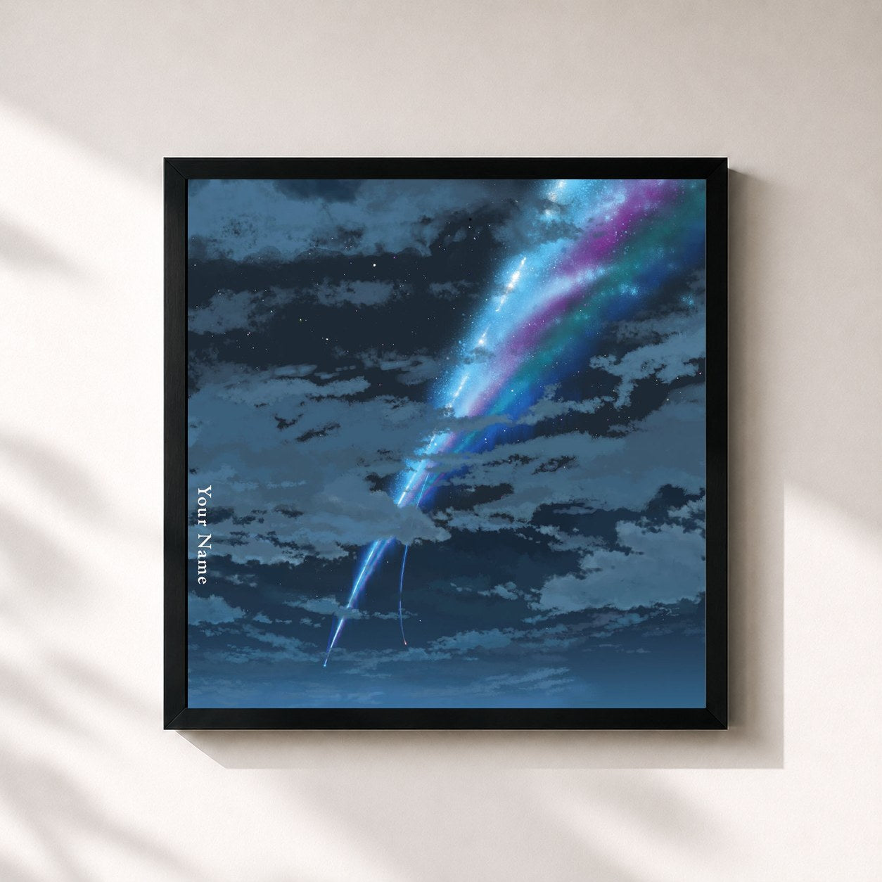 #noir Tableau carré de l'album Your Name. de RADWIMPS, cadre noir 32x32 cm