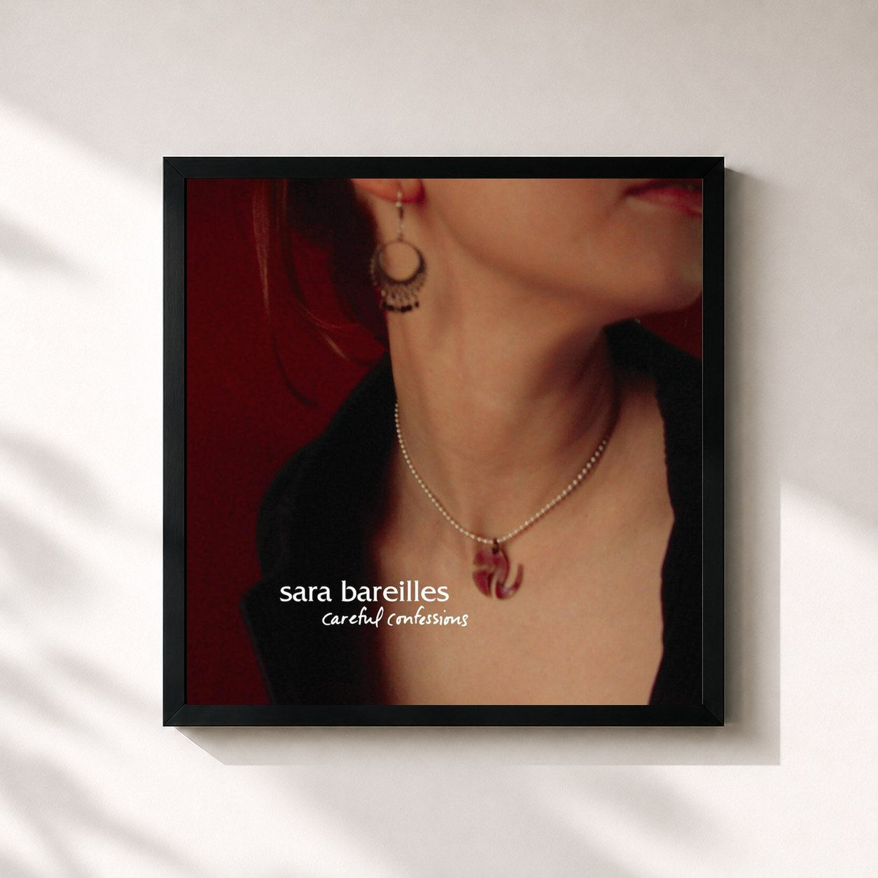 #noir Tableau carré de l'album Careful Confessions de Sara Bareilles, cadre noir 32x32 cm