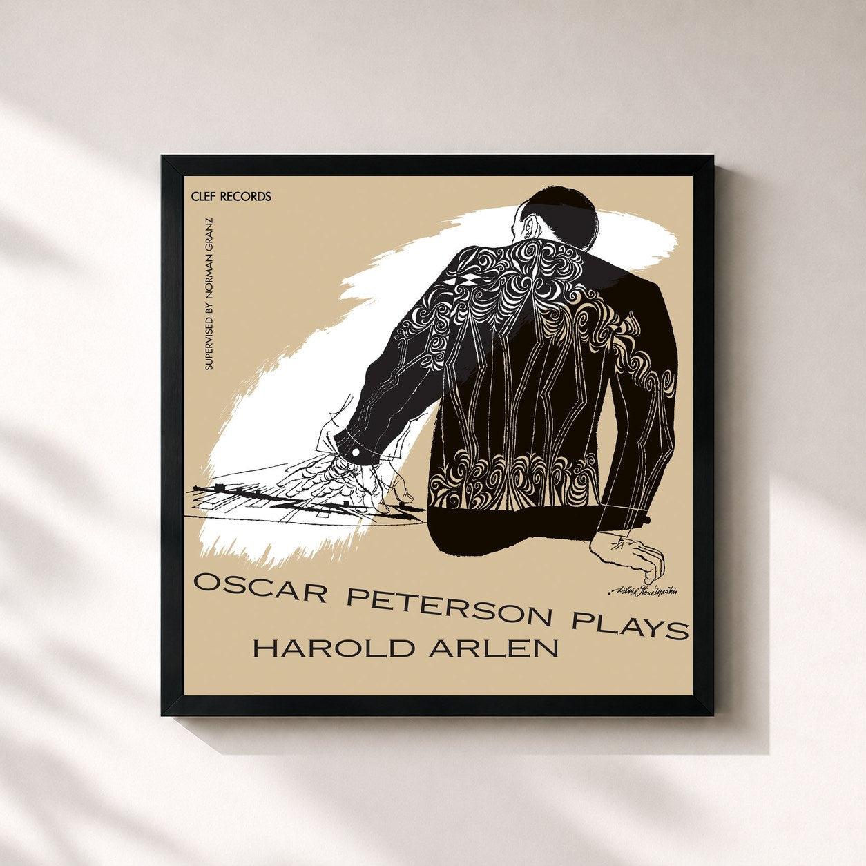 #noir Tableau carré de l'album Oscar Peterson Plays Harold Arlen de Oscar Peterson, cadre noir 32x32 cm