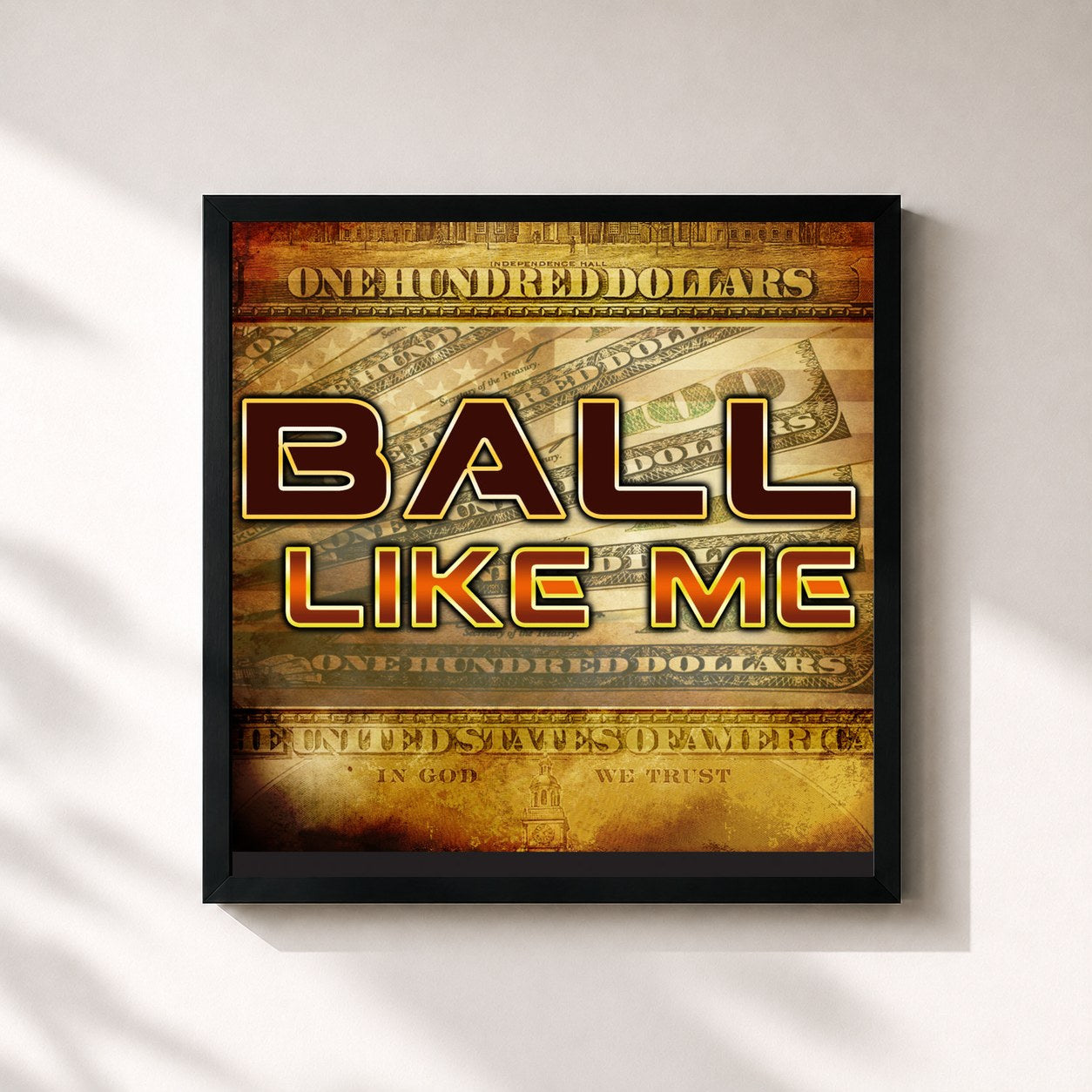 #noir Tableau carré de l'album Ball like Me de DJ ESCO, cadre noir 32x32 cm