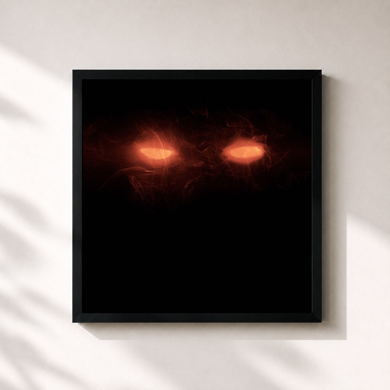 #noir Tableau carré de l'album Yeux rouges de TripleGo, cadre noir 32x32 cm