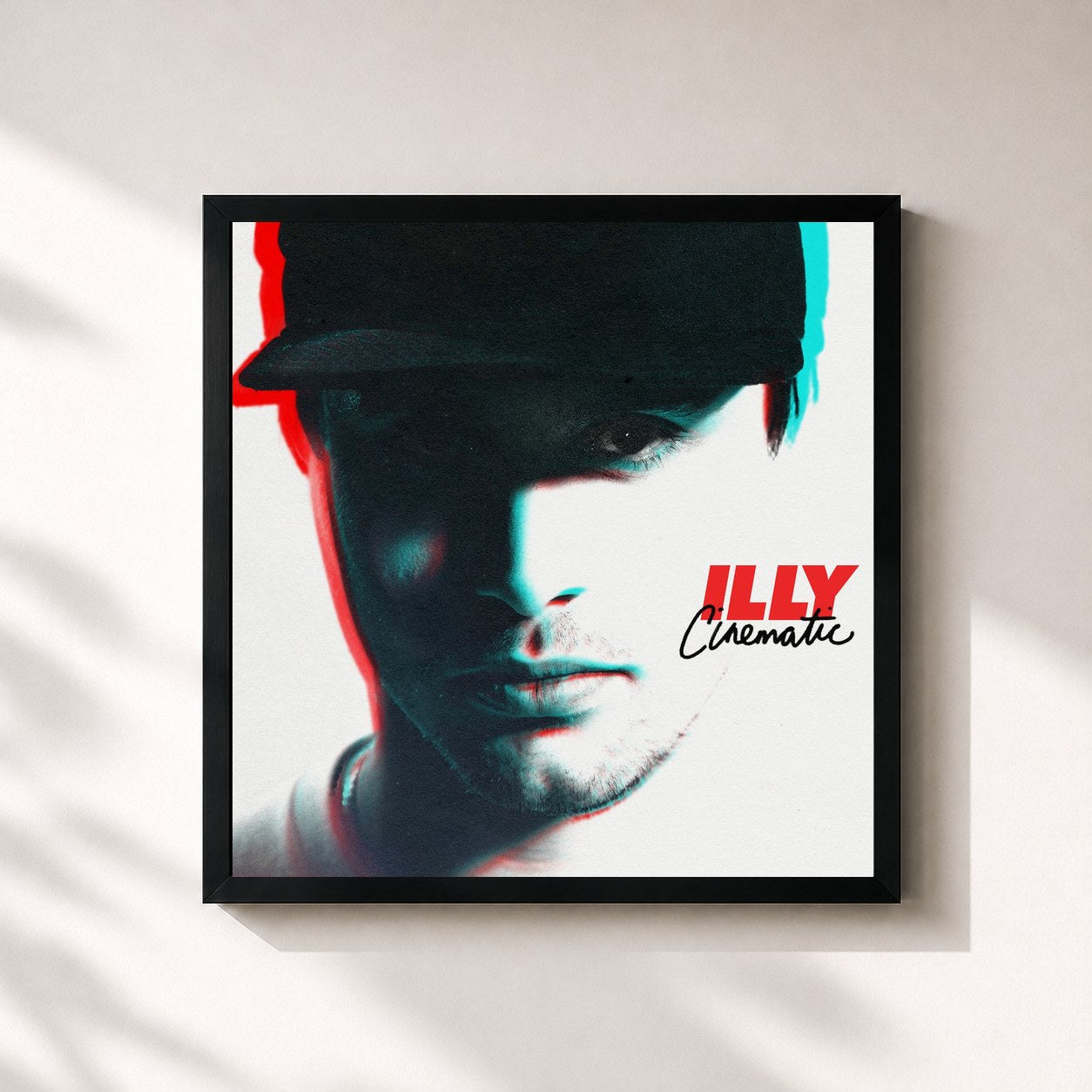 #noir Tableau carré de l'album Cinematic de Illy, cadre noir 32x32 cm