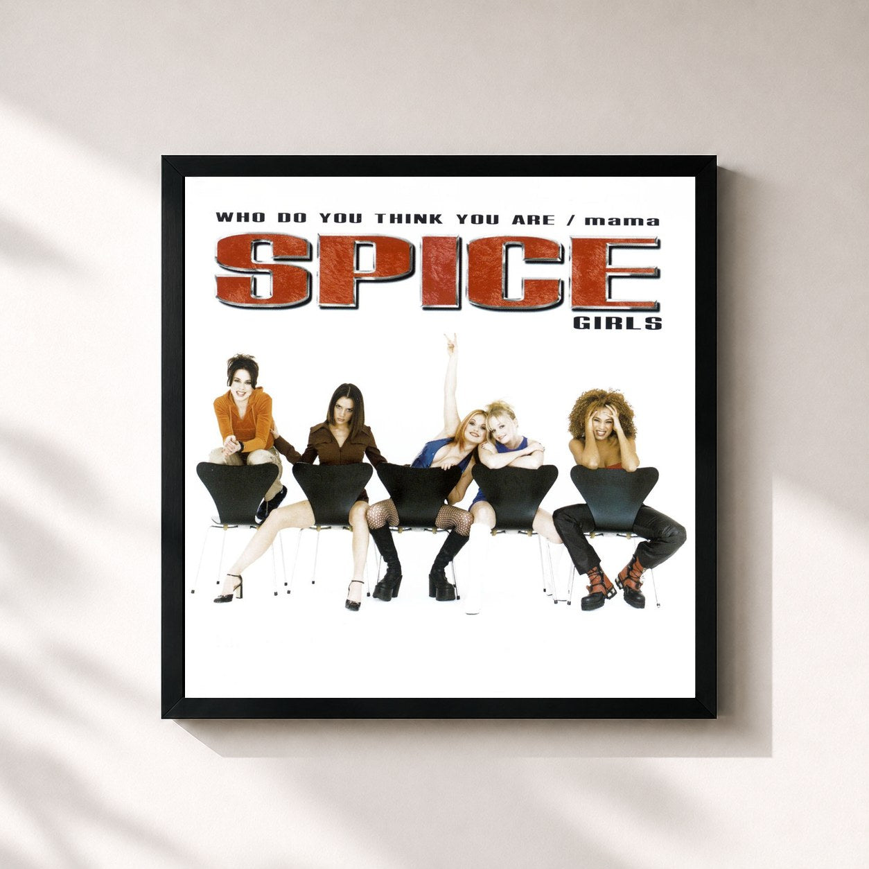 #noir Tableau carré de l'album Who Do You Think You Are / Mama de Spice Girls, cadre noir 32x32 cm
