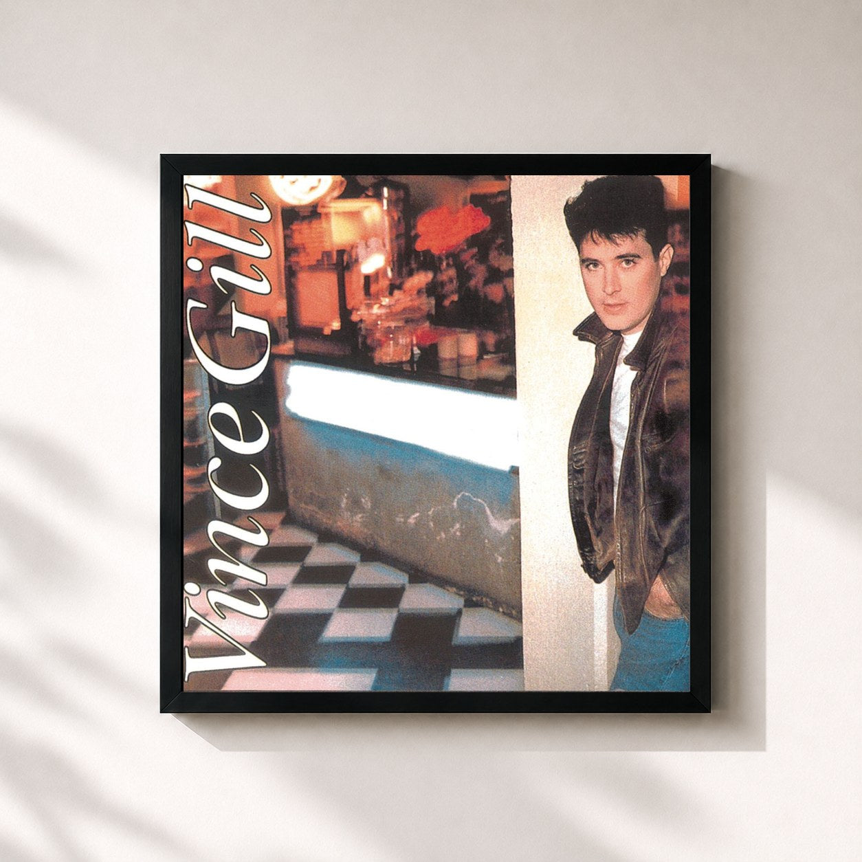 #noir Tableau carré de l'album The Things That Matter de Vince Gill, cadre noir 32x32 cm