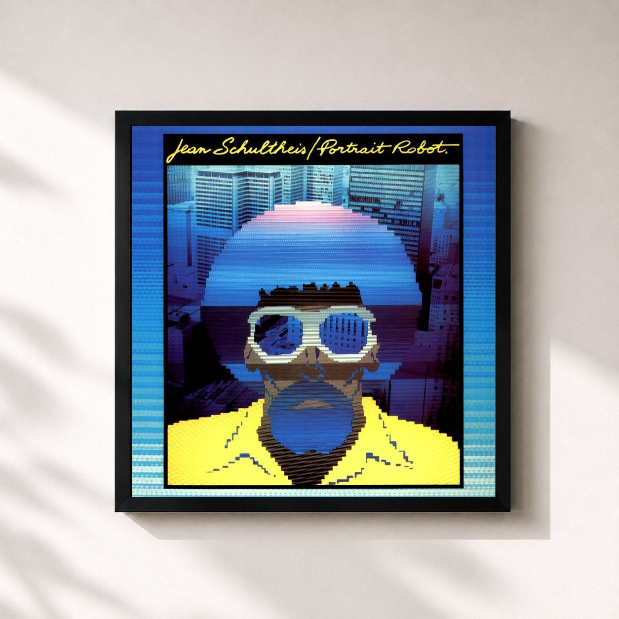 #noir Tableau carré de l'album Portrait robot de Jean Schultheis, cadre noir 32x32 cm