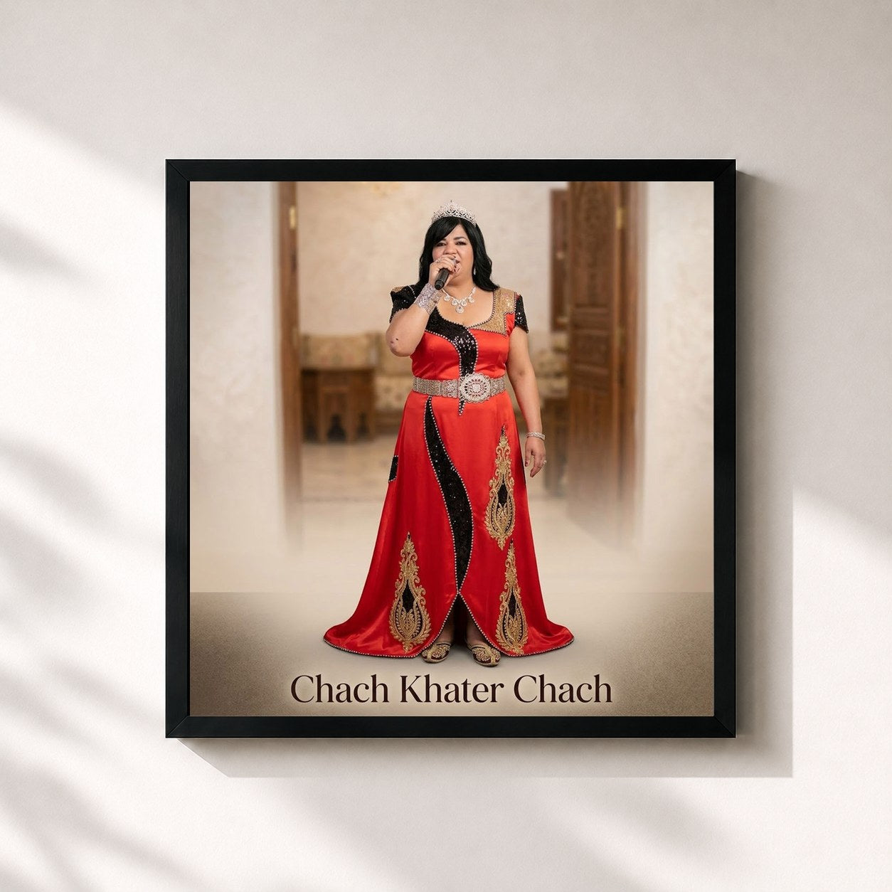 #noir Tableau carré de l'album Chach Khater Chach de Djamila, cadre noir 32x32 cm