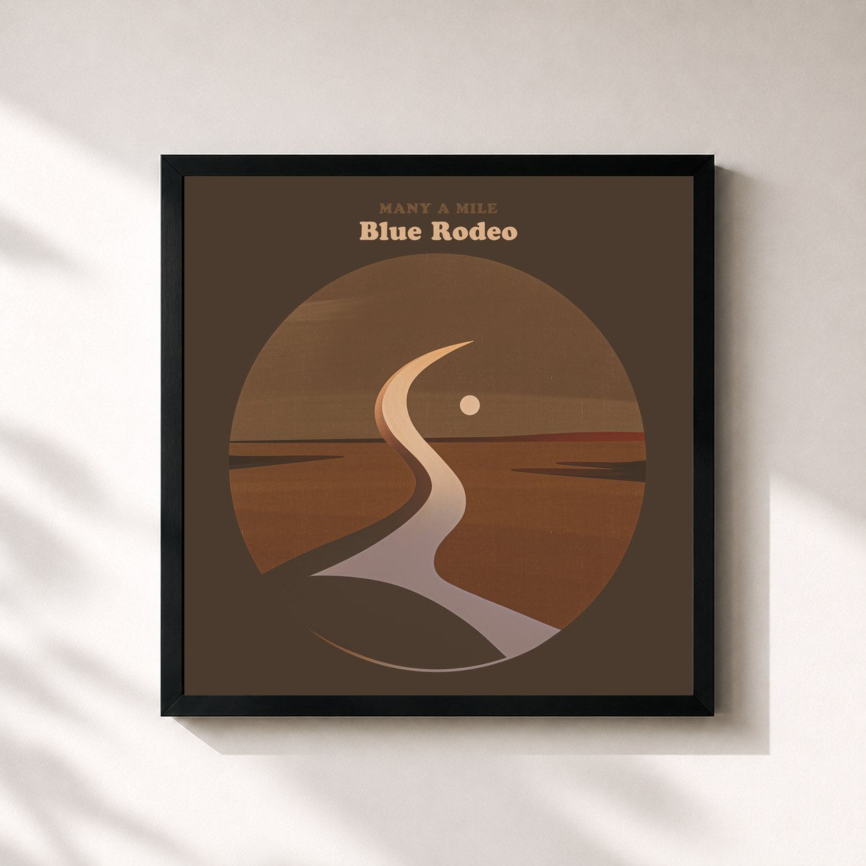 #noir Tableau carré de l'album Many a Mile de Blue Rodeo, cadre noir 32x32 cm