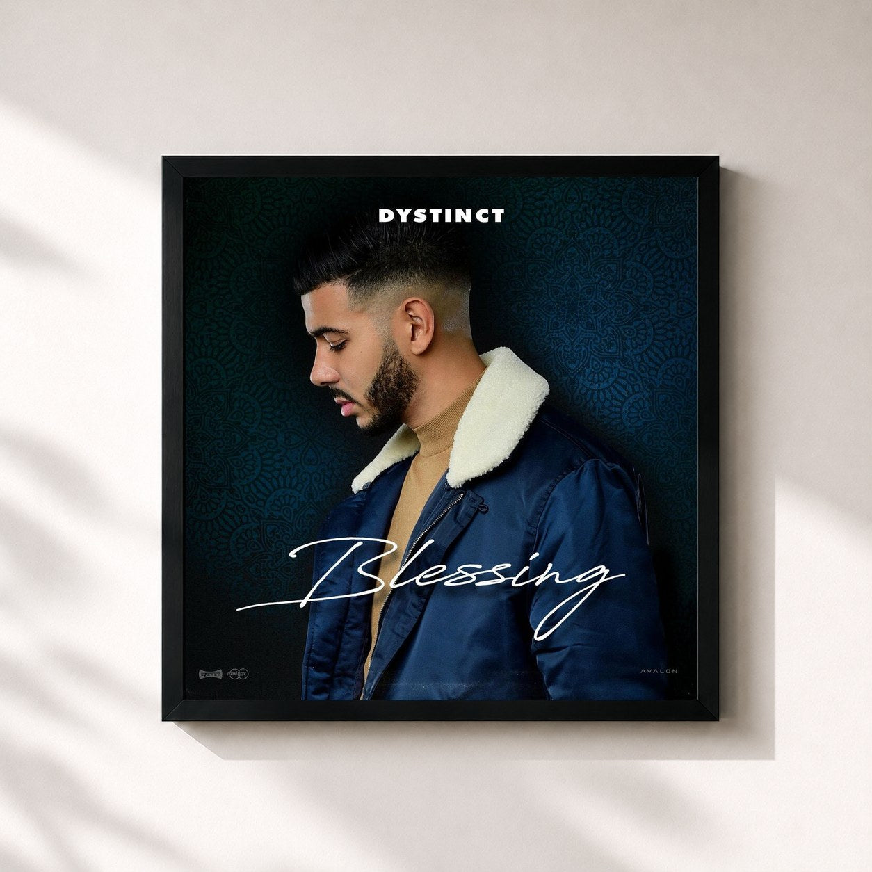 #noir Tableau carré de l'album BLESSING de DYSTINCT, cadre noir 32x32 cm
