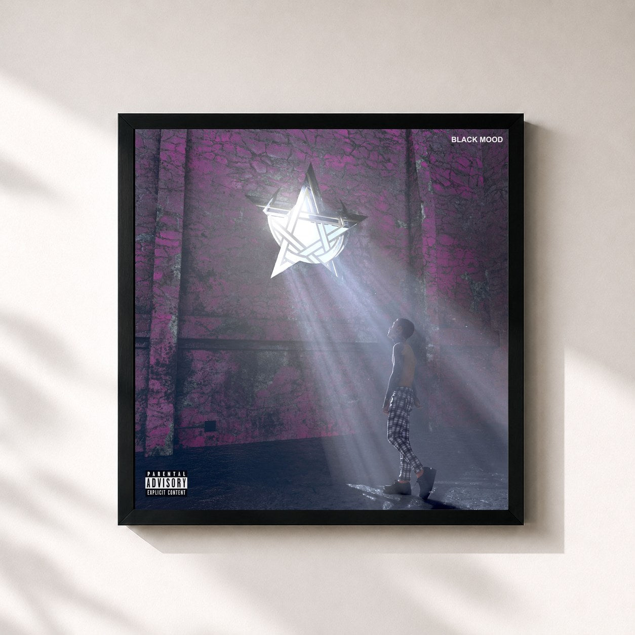 #noir Tableau carré de l'album Black Mood de GionnyScandal, cadre noir 32x32 cm