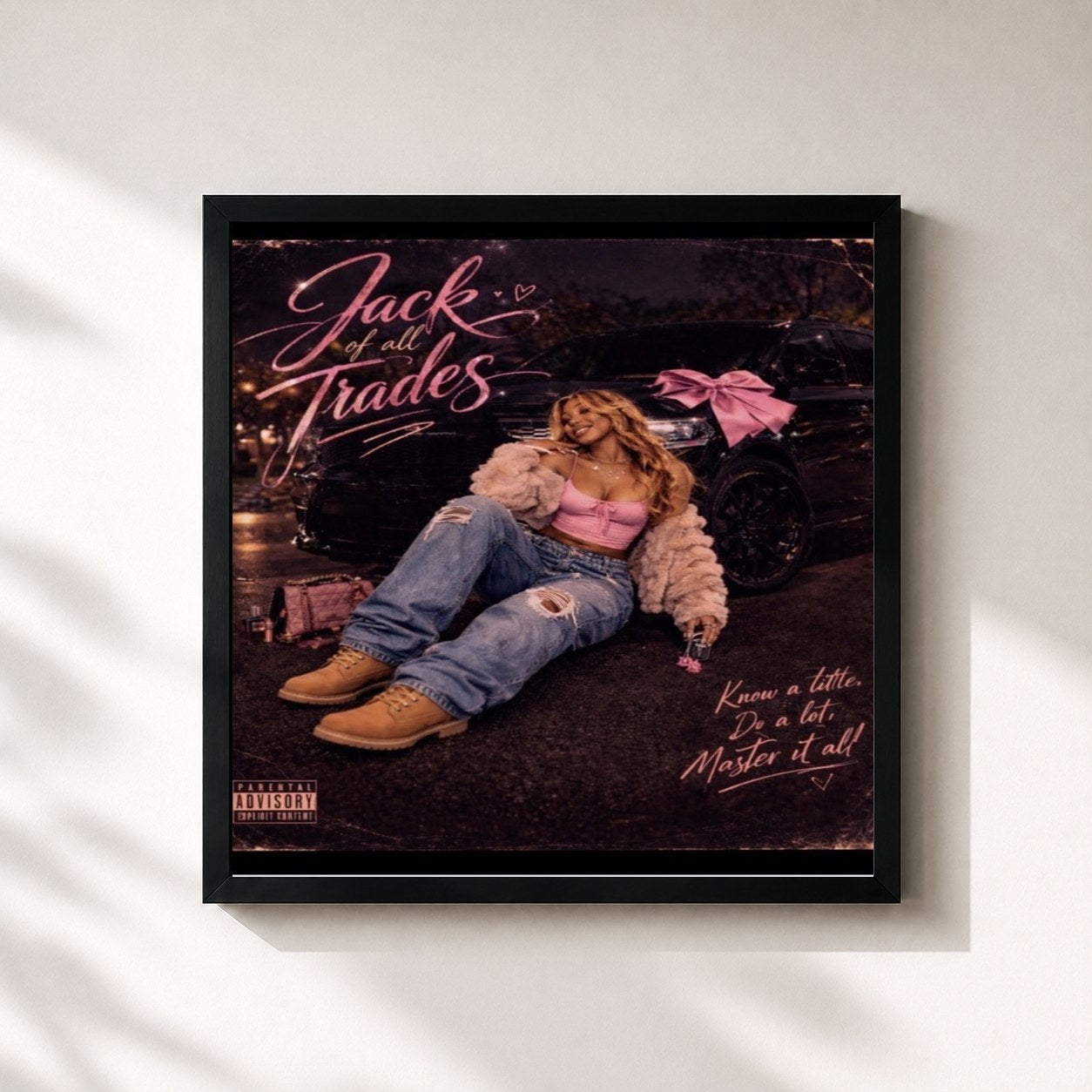 #noir Tableau carré de l'album Jack of all Trades de Skye, cadre noir 32x32 cm