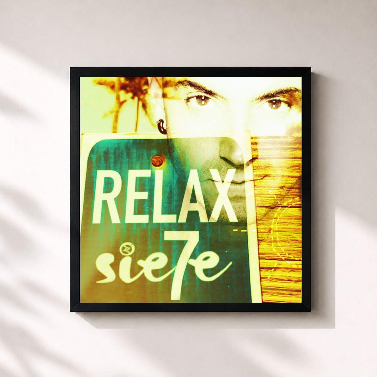 #noir Tableau carré de l'album Relax de Sie7e, cadre noir 32x32 cm