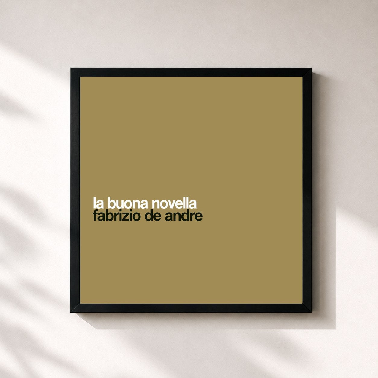 #noir Tableau carré de l'album La Buona Novella de Fabrizio De André, cadre noir 32x32 cm