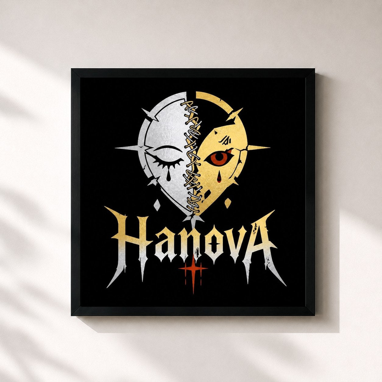 #noir Tableau carré de l'album HANOVA 1:1 de Tsew The Kid, cadre noir 32x32 cm