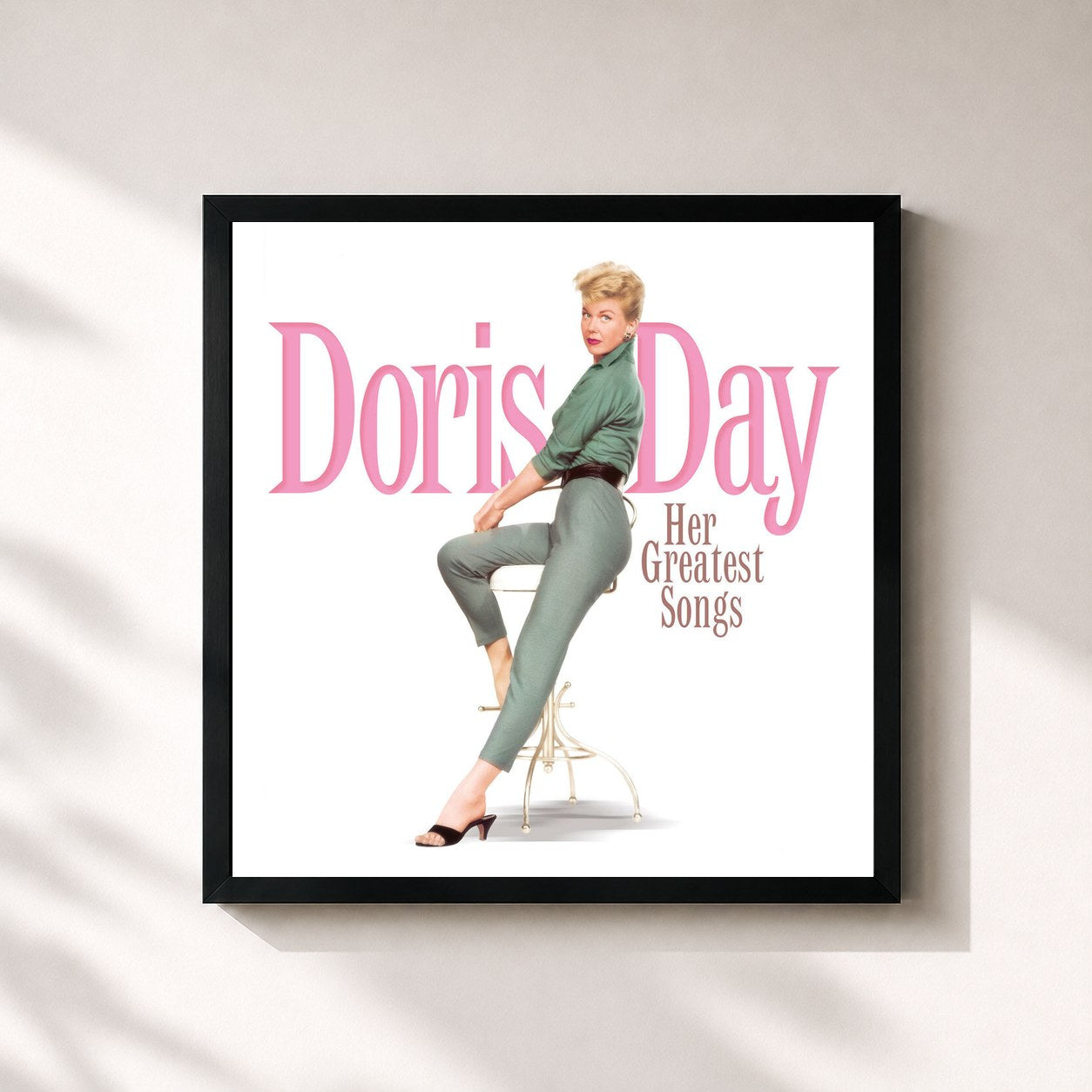 #noir Tableau carré de l'album Doris Day - Her Greatest Songs de Doris Day, cadre noir 32x32 cm