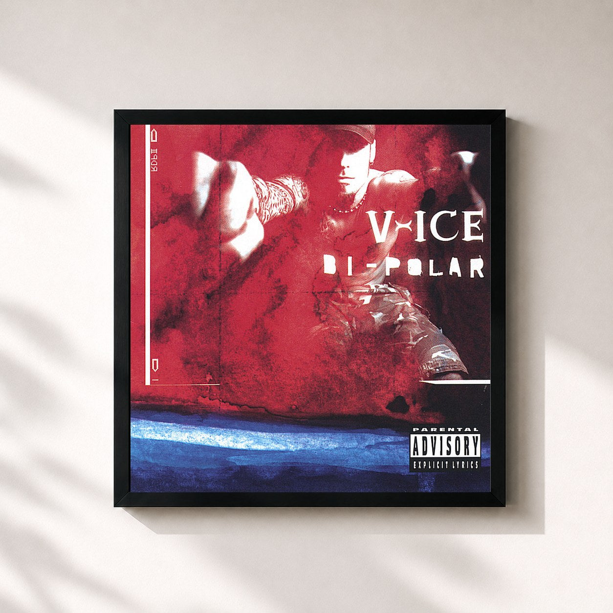 #noir Tableau carré de l'album Bi-Polar de Vanilla Ice, cadre noir 32x32 cm
